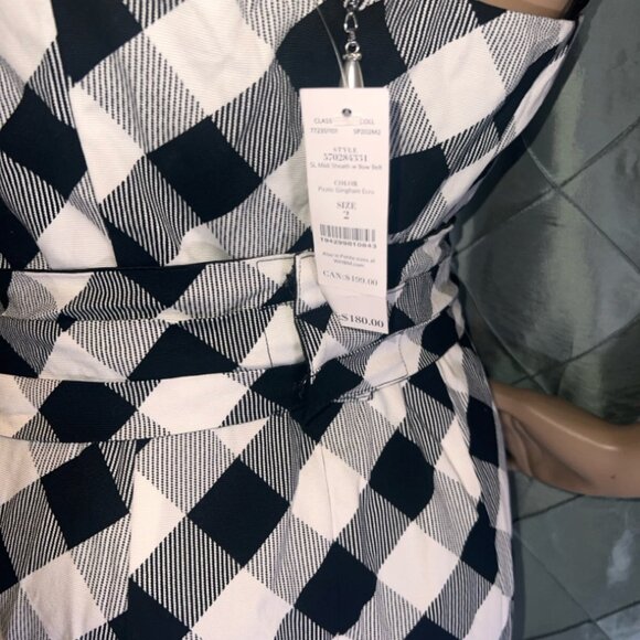 NWT Sz 2 WHITE HOUSE BLACK MARKET GINGHAM SHEATH DRESS, REMOVABLE BELT - Picture 6 of 12